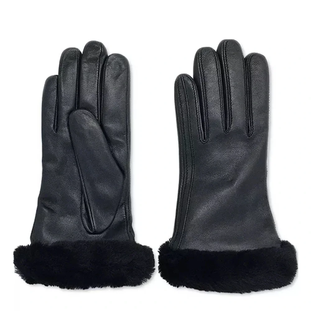 UGG Australia Gloves black Shorty Fine Leather w/Shearlin size M/NEW